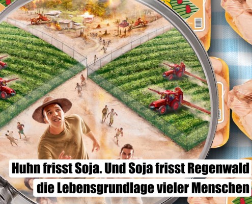 Kampagnen Bilder "Sehen und Handeln" animiert. Werbe Plakat mit Bewegung