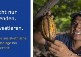 Kakao Bauer, Werbung für die sozial ethische Geldanlage bei Oiko Credit